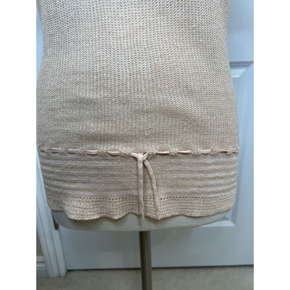Lauren Ralph Lauren Linen crochet Knit Peach Top  XL Short Sleeve Costal 90's - Picture 3 of 9